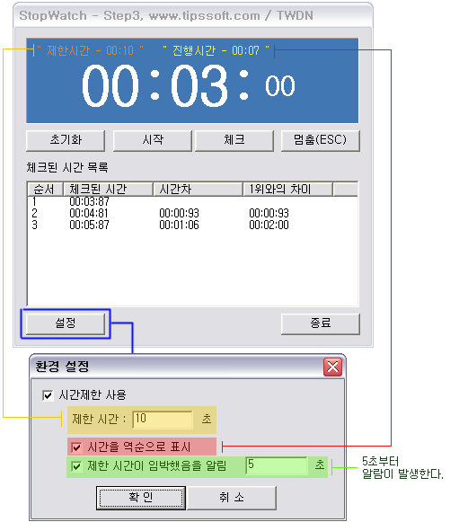 팁스소프트 > premium 데이타보드 > StopWatch (초시계 관련) Step3